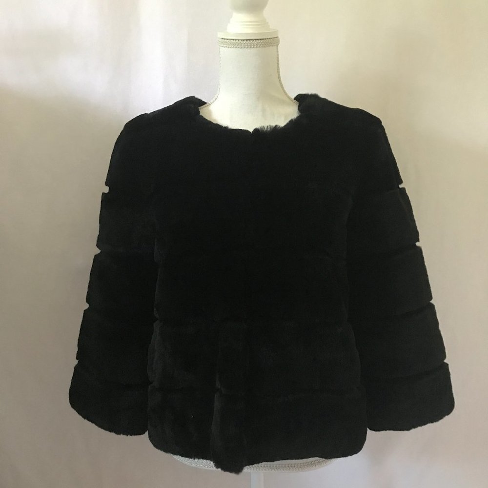 Belle Fare Black Rabbit Fur Jacket